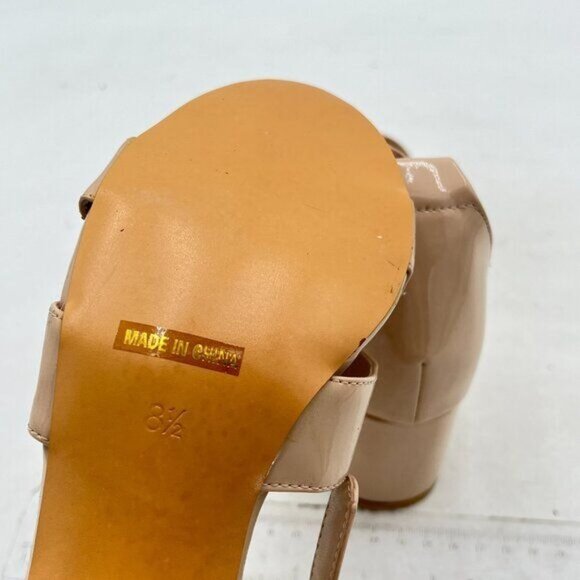 XYD Nude Block Heel Dress Sandals Open Toe Ankle Strap Dating Wedding Shoes - Picture 5 of 7